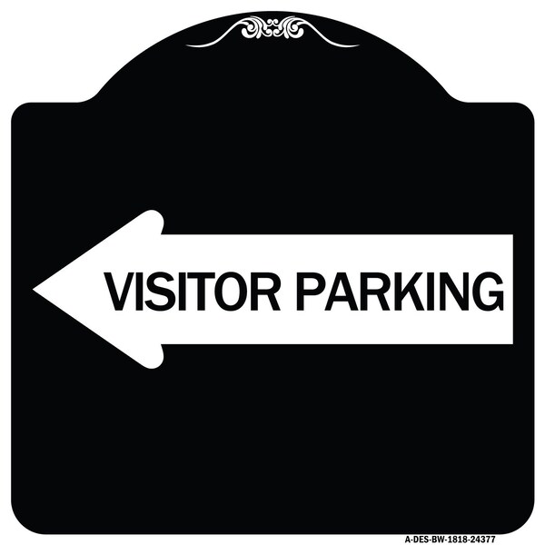 Visitor Parking With Left Arrow Heavy-Gauge Aluminum Architectural Sign, 18" x 18", BW-1818-24377